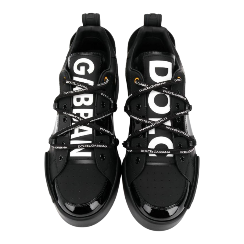 Dolce & Gabbana Portofino Leather Sneakers (Black)