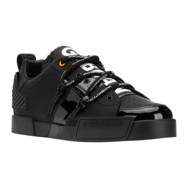 Dolce & Gabbana Portofino Leather Sneakers (Black)