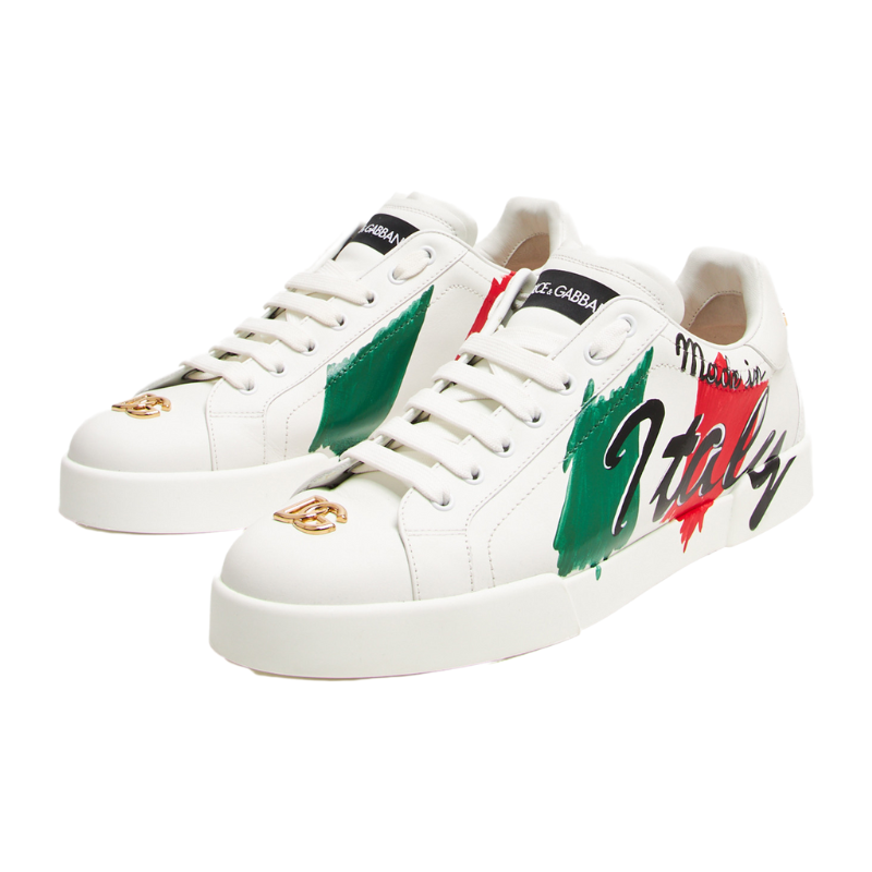 Dolce & Gabbana Portofino Made in Italy Sneakers (White Leather)